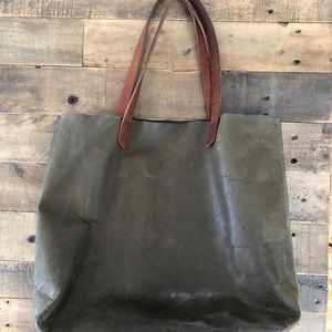 Madewell transport tote olive leather